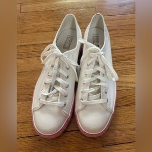 Keds Women's Sneakers in White with Pink Trim Size 8